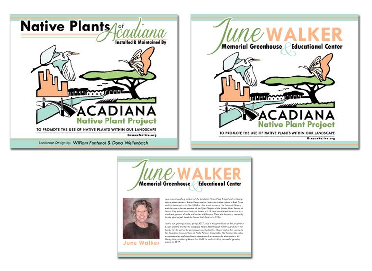 Acadiana Native Plant Project - June Walker Greenhouse Signs