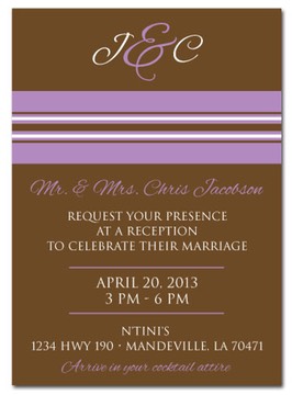 ChocolateLavendarReceptionInvites