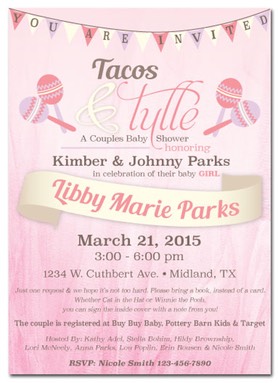 Tacos and Tulle Couples Baby Shower Invitation
